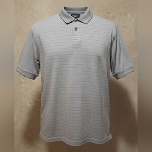 ​Haggar Men's 3X Big & Tall Gray Grid Textured Short Sleeve Polo Shirt